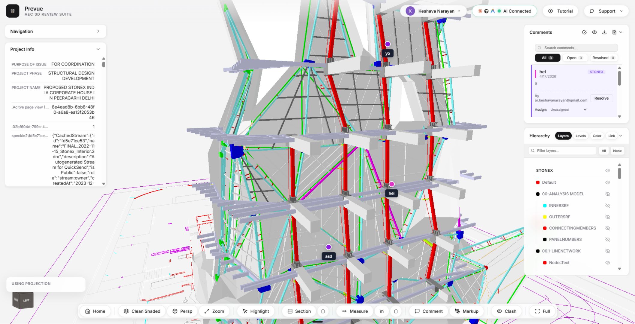 Prevue AEC 3D CAD and BIM Cloud Sync Interface